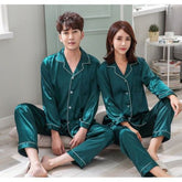 Silk couple night suit - Green