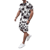 Men's Tree Digital Printed White Short Tracksuit