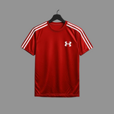 Bundle of dry fit round neck t-shirts with shoulder strip and logo