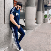 Blue Contrasted Stripes Tracksuit For Men