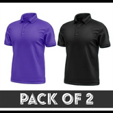 Pack Of 2 Polo T-Shirt - Purple & Black