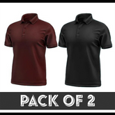 Pack Of 2 Polo T-Shirt - Chocolate Brown & Black