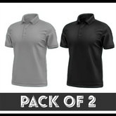 Pack Of 2 Polo T-Shirt - Hash Grey & Black