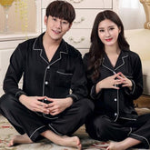 Silk couple night suit - Black