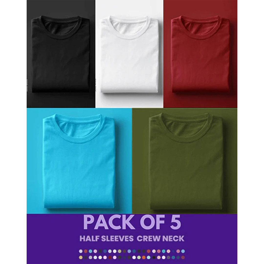 Bundle of 5 Round Neck Basic Tees