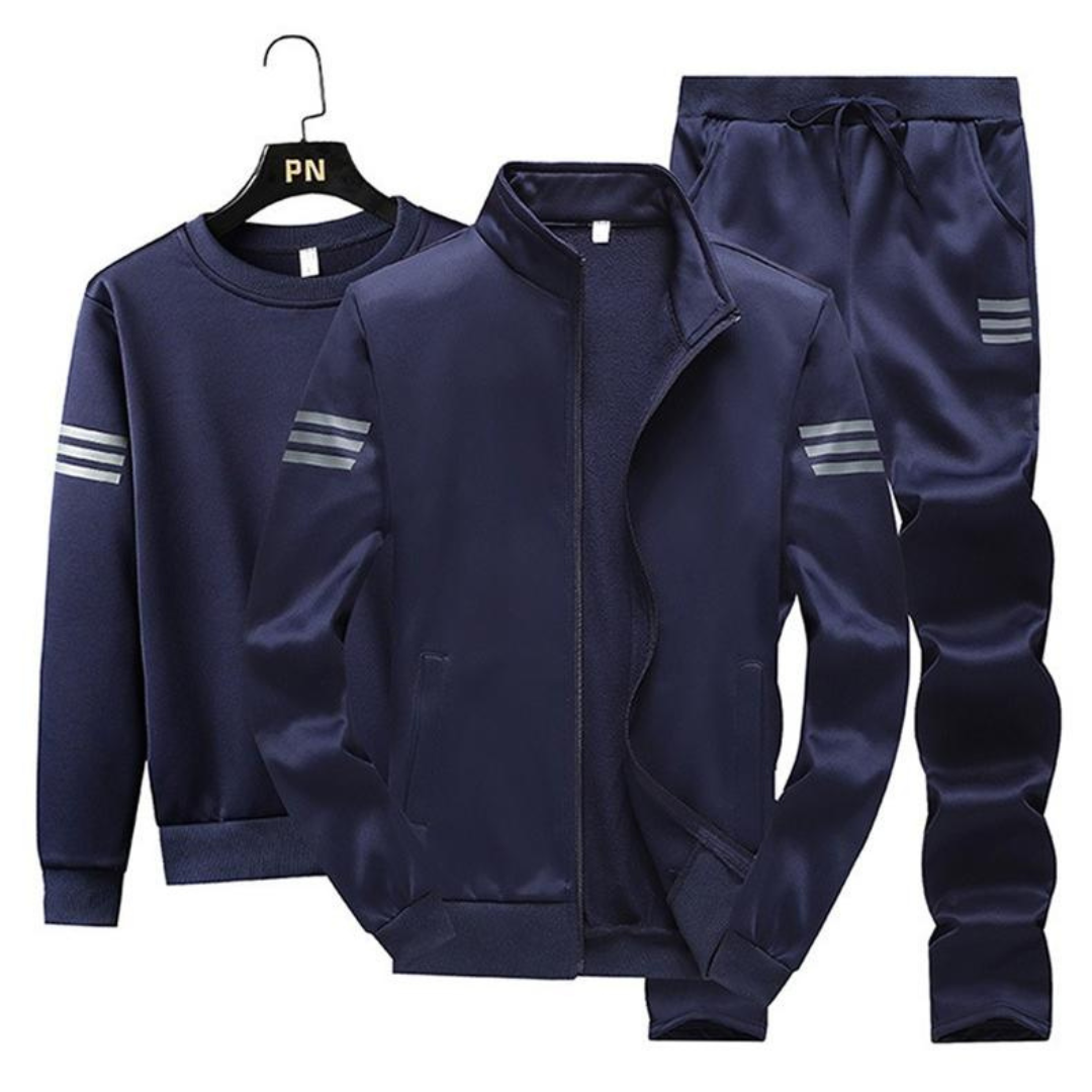 Men's 3 Pieces Winter Tracksuit Set Sweatshirt + Sweatpants + Sportswear Zipper Casual Wear