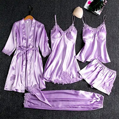 5 piece night suit for women's - Purple