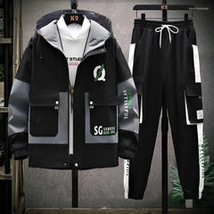 Black Cargo Track Suit for Men's