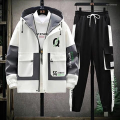 White Cargo Track Suit for Men's