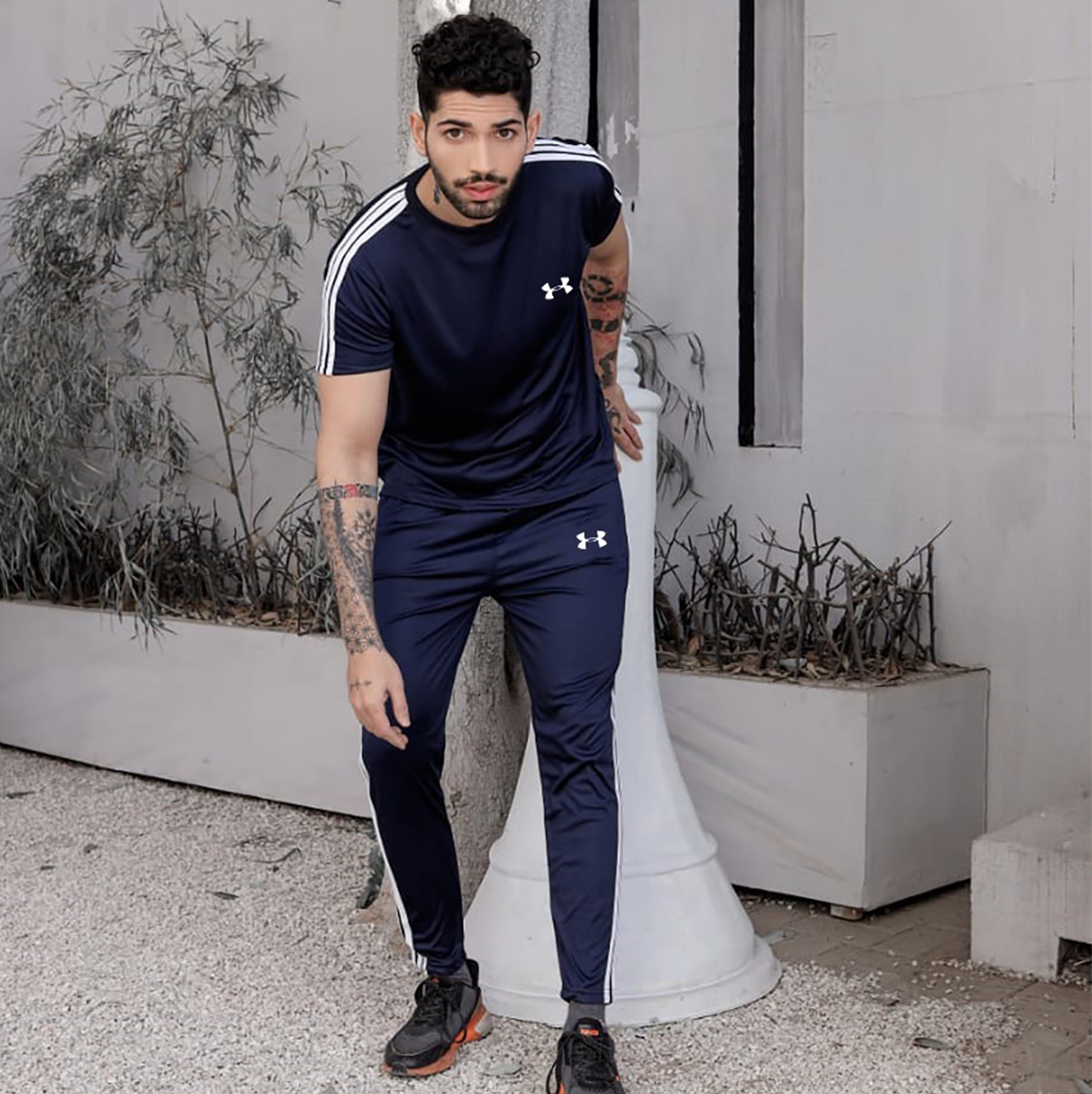 Navy Blue Tri Line Tracksuit