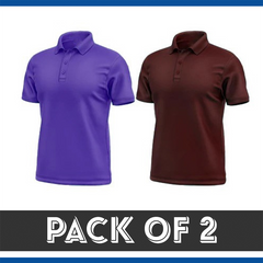 Pack Of 2 Polo T-Shirt - Purple & Chocolate Brown