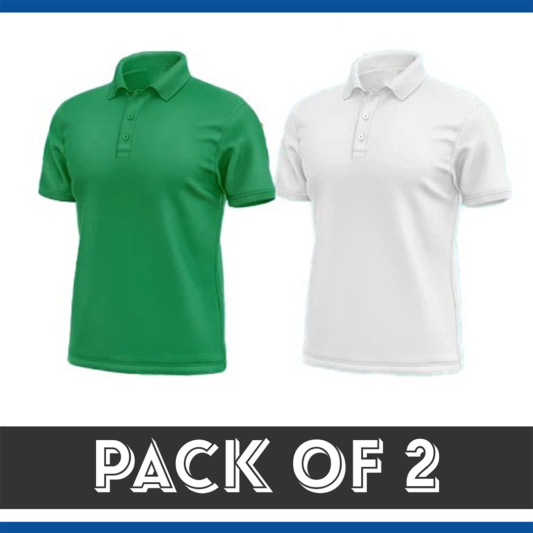 Pack Of 2 Polo T-Shirt - Sports  Green & White